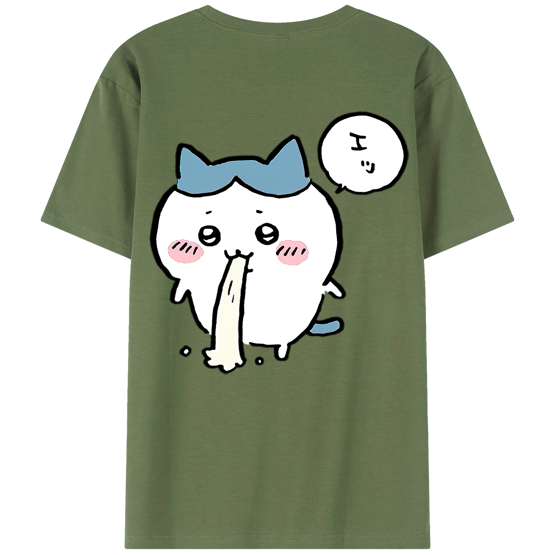 （画像用） ちいかわ ハチワレ Chii-kawa hachiware 綿100％ メンズ半袖Tシャツ（バックプリント） 通気性